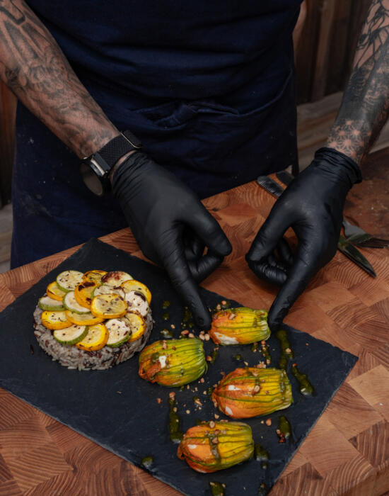 Fleurs de courgettes farcies au cabillaud