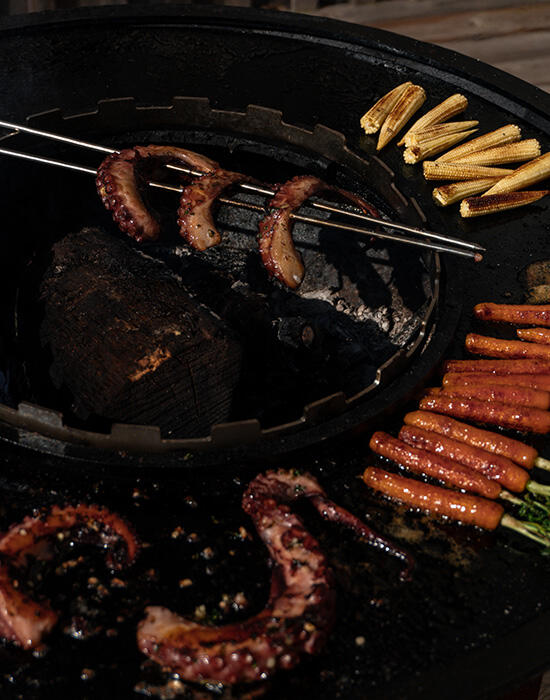 Tentacoli di polpo alla griglia con crema alle erbe aromatiche