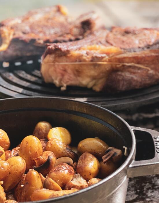 Bistecca di manzo alla brace su Braciere