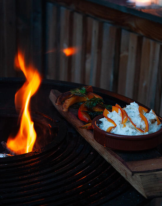 Zucca arrosto con crema di ricotta e menta