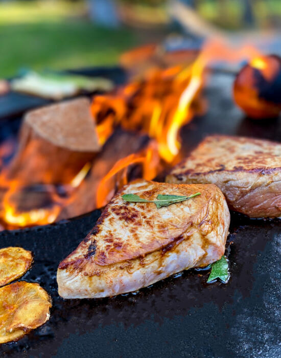 Vitello marinato al Soya su Braciere